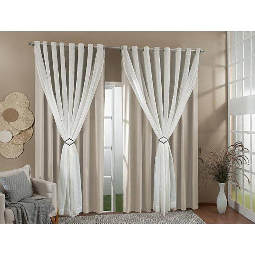 Cortina Gaze Linho Forro Blackout 5,00X2,80 Palha/Marfim