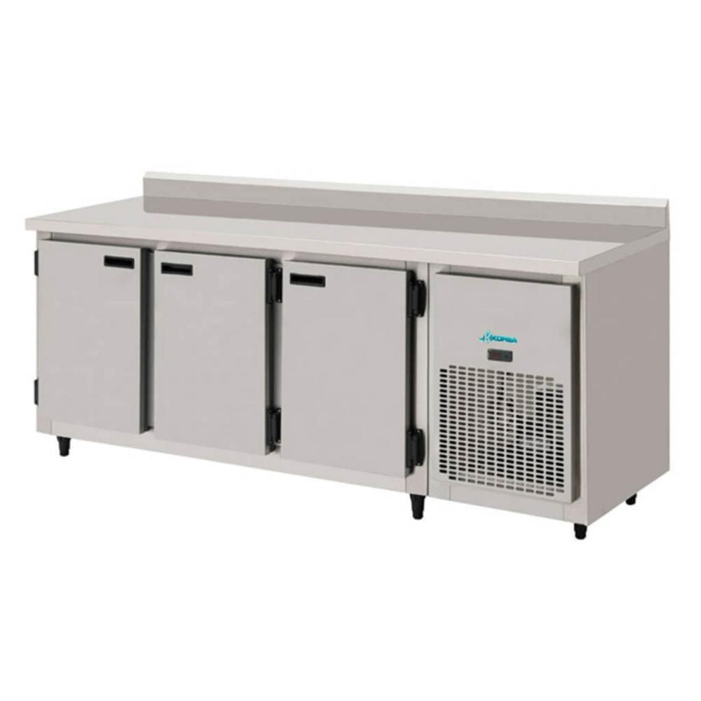 Balcão Serviço Encosto Inox Escovado 3 Portas / Direto 2,00m KBSC-200D - Kofisa