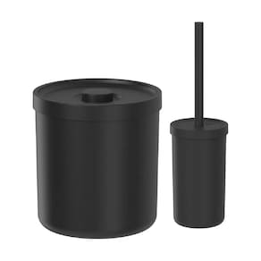 Kit banheiro lavabo Lixeira 6 litros e escova sanitaria Ou bold preto fosco
