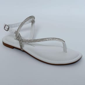 Rasteira Dakota Tira Strass Feminina - Branco