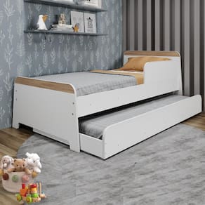Bicama Infantil com Proteção Lateral Lorenza Movelbras Branco/Aveiro