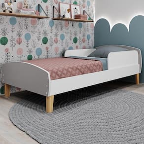 Cama Infantil Montessoriana com Proteção Lateral Aurora Movelbras Branco/Fumê