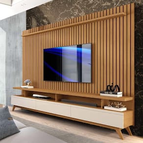 Painel Ripado com Rack para TV de até 75 polegadas - Off White