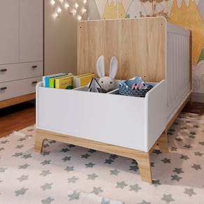 Baú para Brinquedos Branco com 3 Repartições