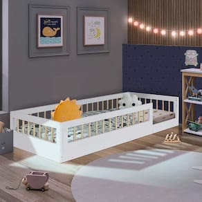 Cama infantil com grade de proteção - 84 x 195 cm (Branco)