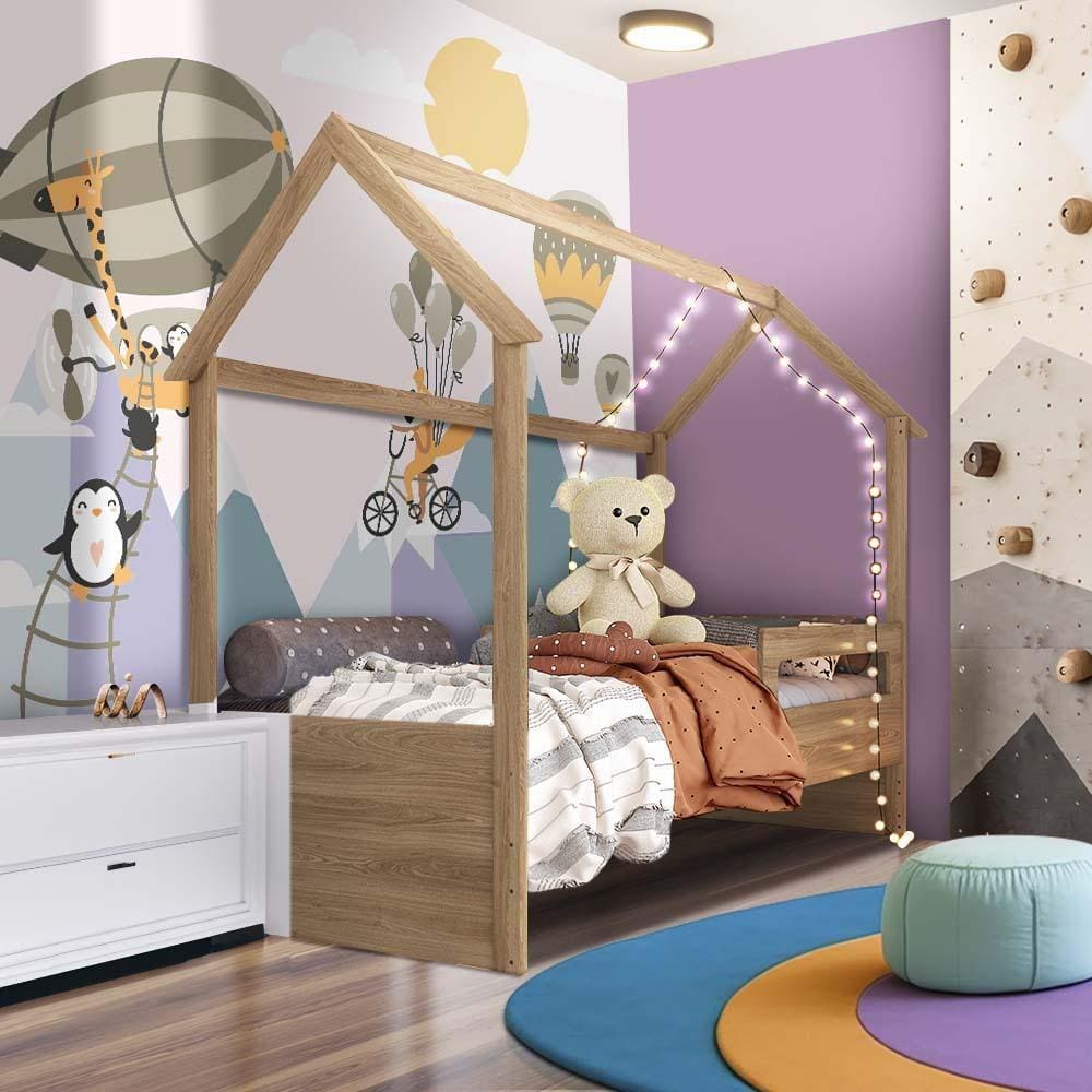 Cama Infantil Solteiro Aveiro Oak para Crianças