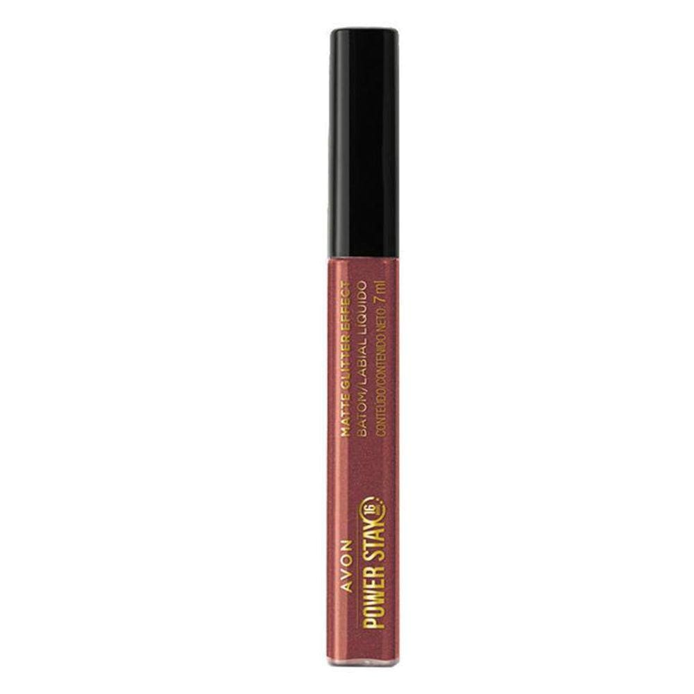 Batom Líquido Avon Power Stay Glitter Nude Pérola 7ml
