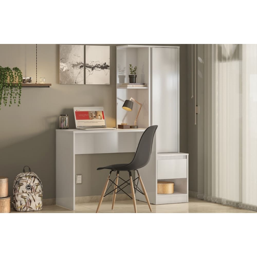 Escrivaninha com Armário 1 Porta Morada 29800 Branco Demóbile - LBM SHOP