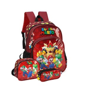 Kit Super Mario Bros Mochila + Lancheira + Estojo Triplo Vm