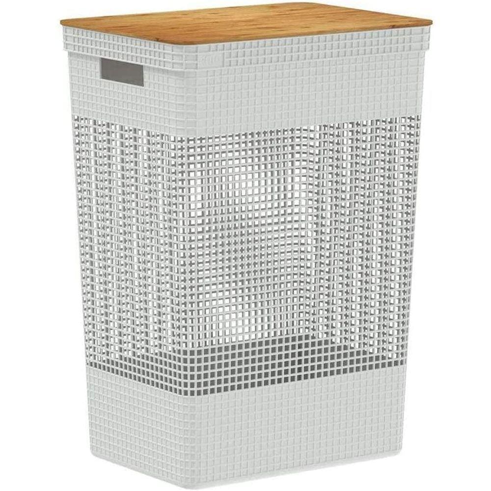 Cesto Roupas Closet Grid Tampa Bambu 49 Litros Cg 455 Branco