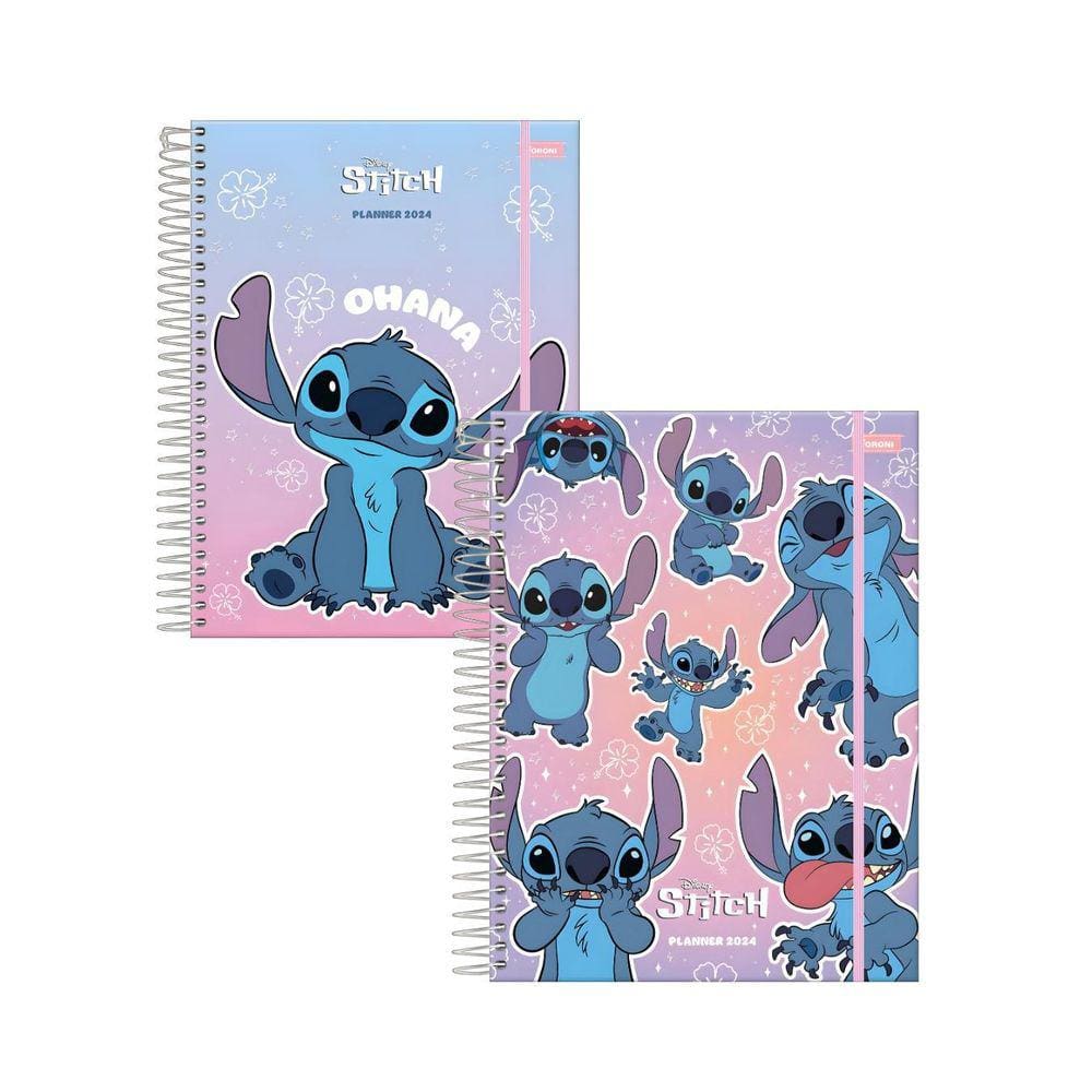 Planner Espiral Stitch 2024 Foroni Capa Dura 80 Folhas