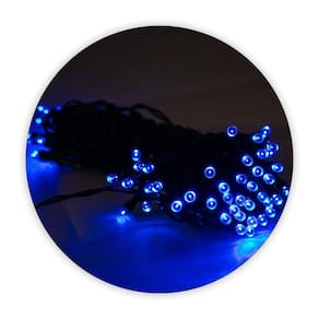 Cordão Led Pisca 10m 80L Carregamento Solar Natal Azul