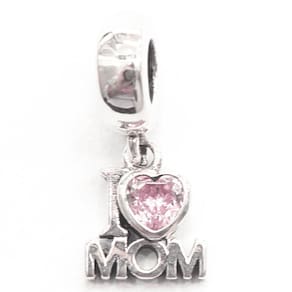 Berloque Charm Pingente I Love Mom - Mãe Em Prata 925