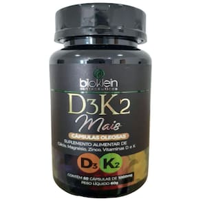 D3K2 Mais Cálcio Magnésio E Zinco- 60 Cápsulas - Bioklein