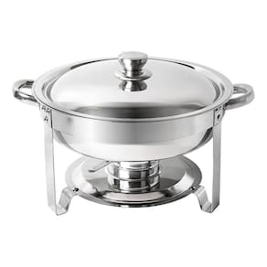 Rechaud Redondo 4L Inox com Cuba Comida, Água e Tampa