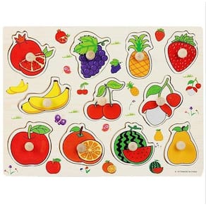 Quebra Cabeça Montessori De Madeira 30Cm - Frutas