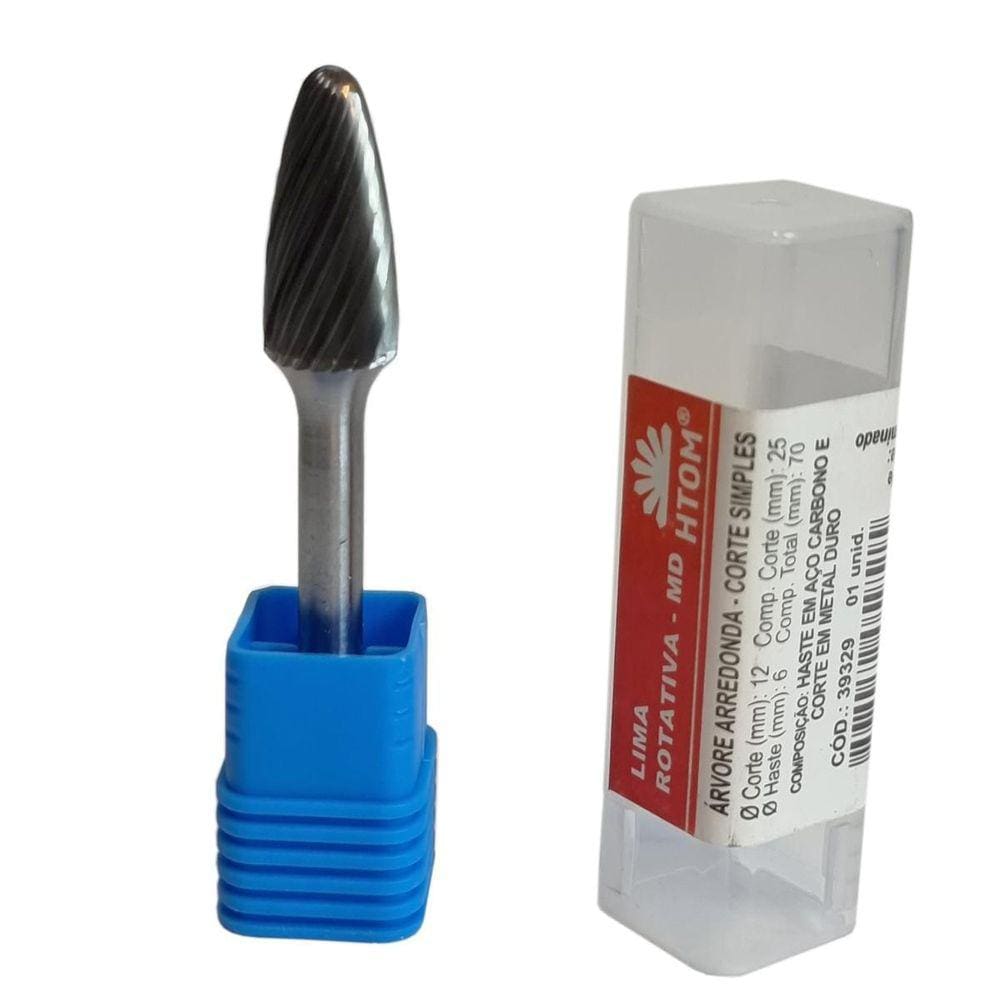 Lima Rotativa Árvore Arredondada 12 X 25Mm Md Corte Simples