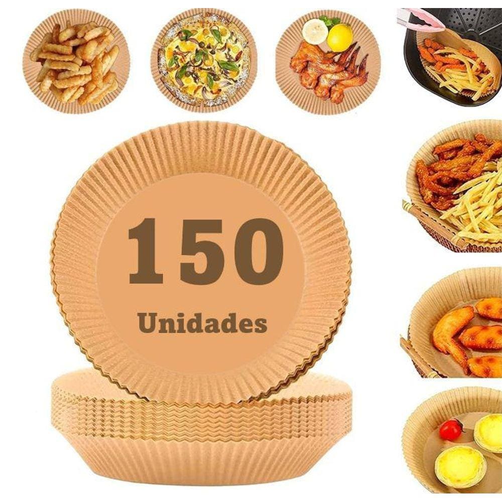 Kit 150 Forro Papel Airfryer Descartável Forma Antiaderente