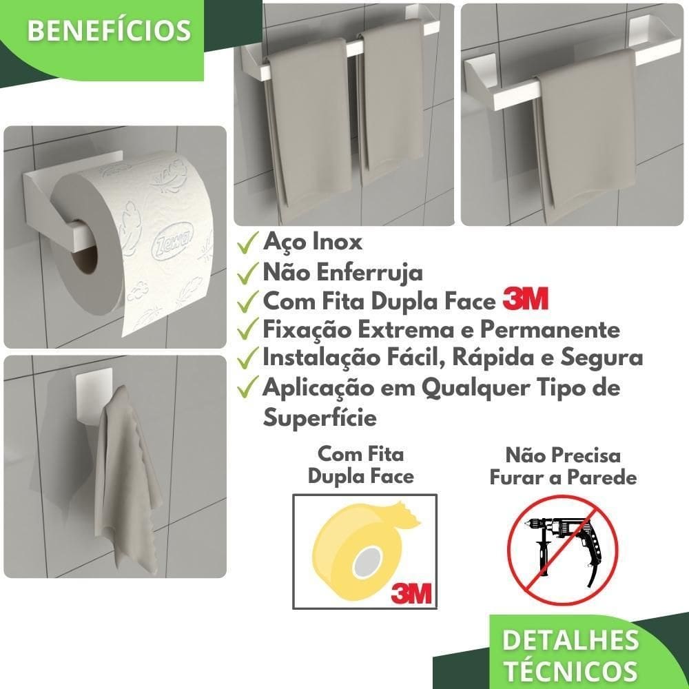 Kit Acessórios Para Banheiro Branco 4 Peças Master Slim Df