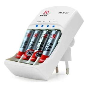 Carregador Bateria Mox MO-CP52 c/4 AAA 1000mAh + 4 Pilhas