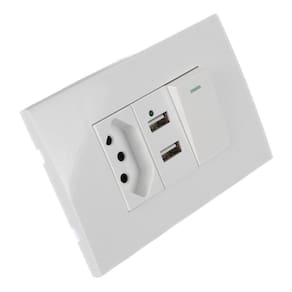 Tomada Parede 10A Com 2 Entrada Usb Interruptor Smartphone