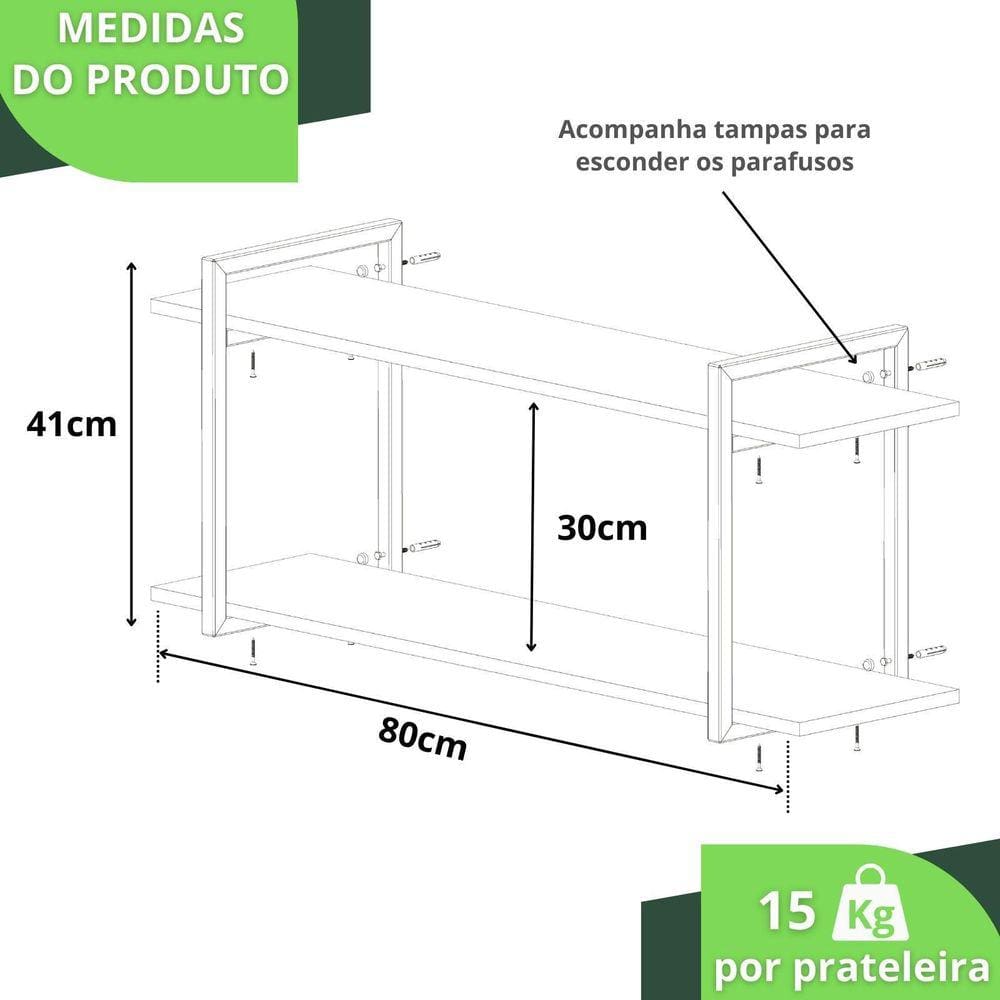 Prateleira Estilo Industrial Para Quarto Parede Gnd Bp 80Cm