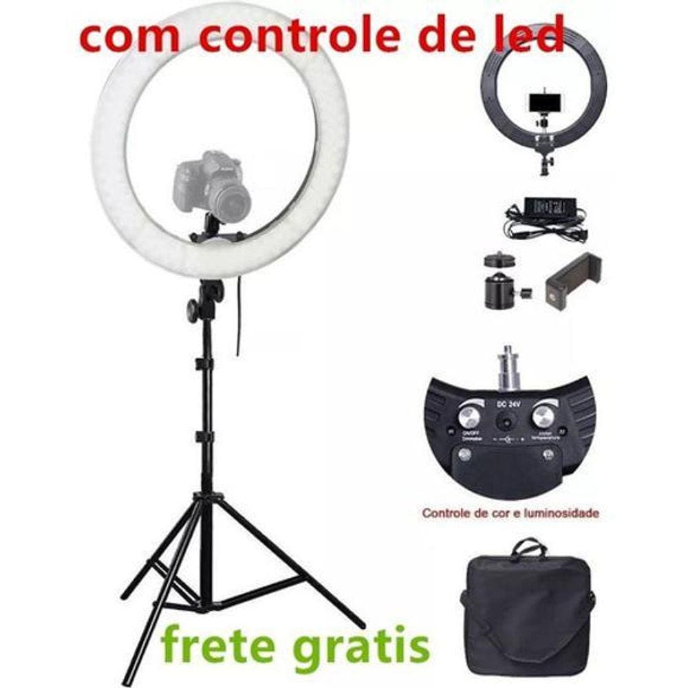 Iluminador Led Ring Light 18 80W 48Cm+Tripe 448 Leds