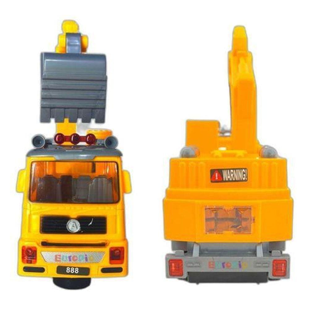 Caminhão Escavador Realista - Som e Luz - Amarelo - 27 cm