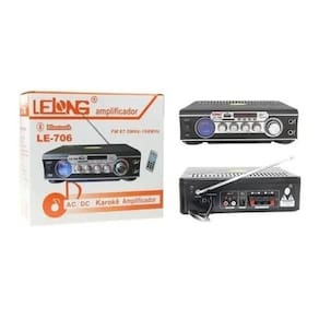 Amplificador Áudio Stereo Bluetooth Le-706 Karaokê Fm Mp3