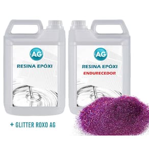 Resina Epóxi 1Kg + Glitter Roxo Ag Baixa Espessura 1Mm A 1Cm