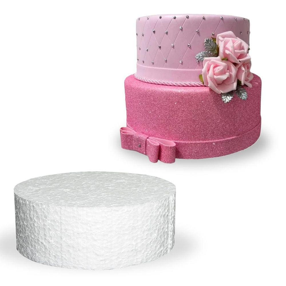 Base Isopor Redondo Decorar Bolo Fake 35X10Cm