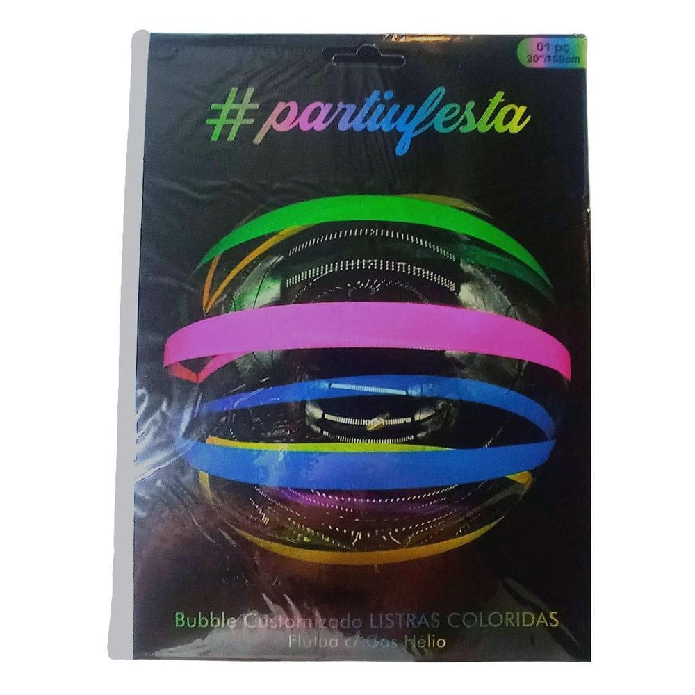 Balão Bubble 20 Polegadas   50 Cm   Listras Coloridas