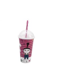 Copo Shake de Plástico 500 ml com Tampa e Canudo Meu Malvado