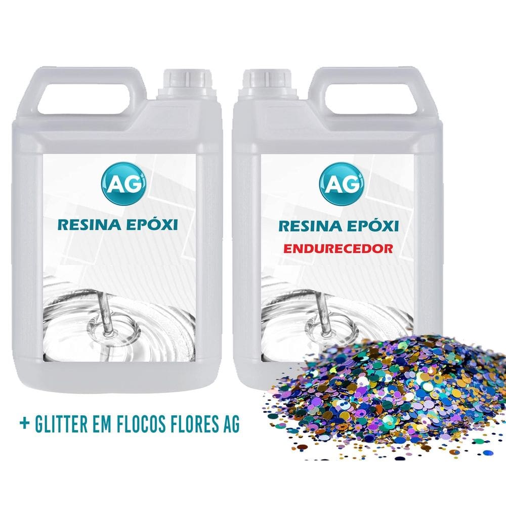 Resina Epóxi 1Kg + Glitter Em Flocos Flores Ag Baixa Espessu