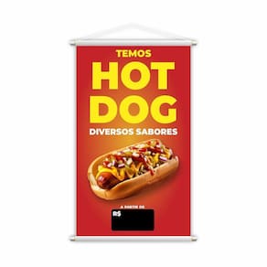 Banner Temos Hot Dog Diversos Sabores Lanche 80X50Cm