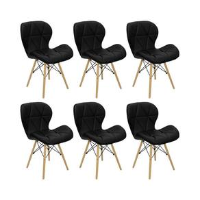 Kit 6 Cadeiras Estofada Eiffel Slim Wood Pés Madeira