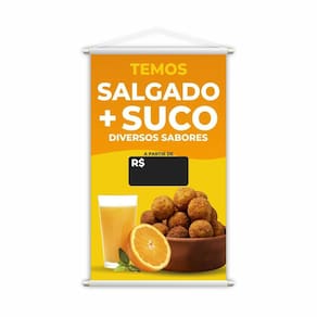 Banner Temos Salgado E Suco Preço Diversos Sabores Grande
