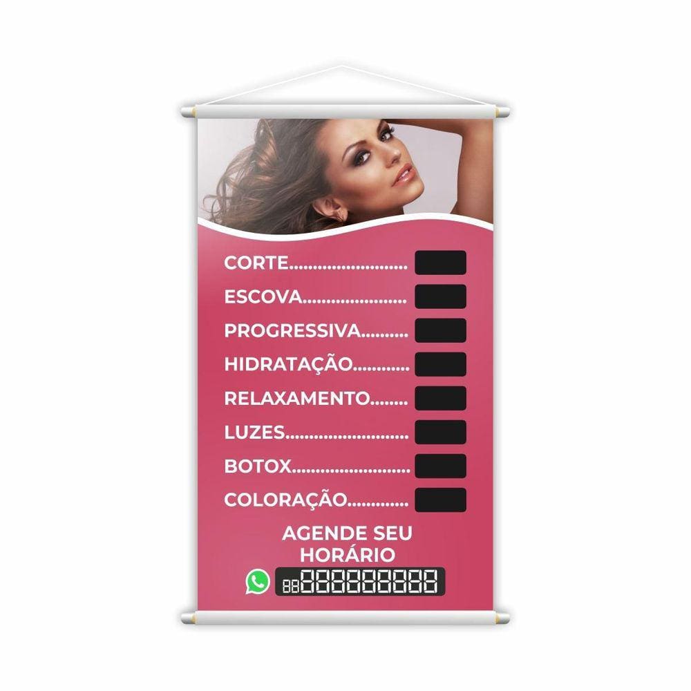 Banner Salão De Beleza Corte Escova Cabeleireiro 80X50Cm