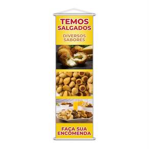 Banner Temos Salgados Diversos Sabores Encomenda 100X30Cm