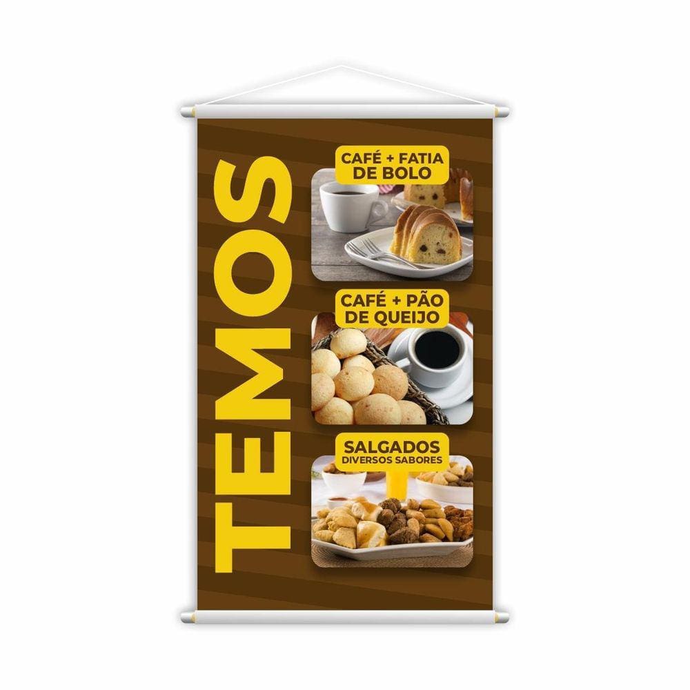 Banner Temos Café Bolo Pão De Queijo Salgados 80X50Cm