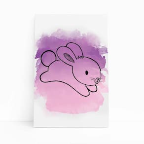 Quadro Canvas Coelho Roxo Animais Colorido Infantil 60X40Cm