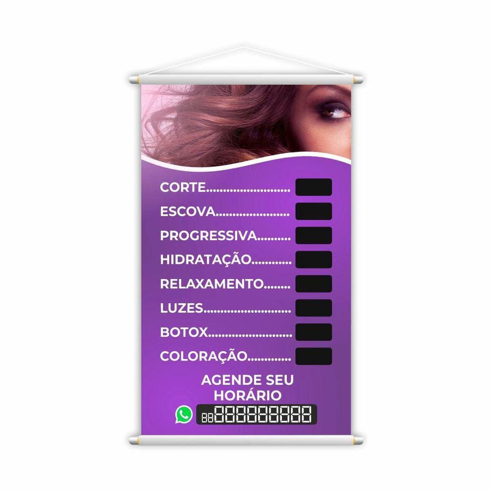 Banner Salão De Beleza Cabeleireiro Tratamentos 80X50Cm