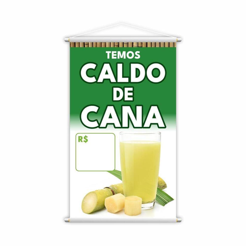 Banner Temos Caldo De Cana Preço Bebida Lona 80X50Cm