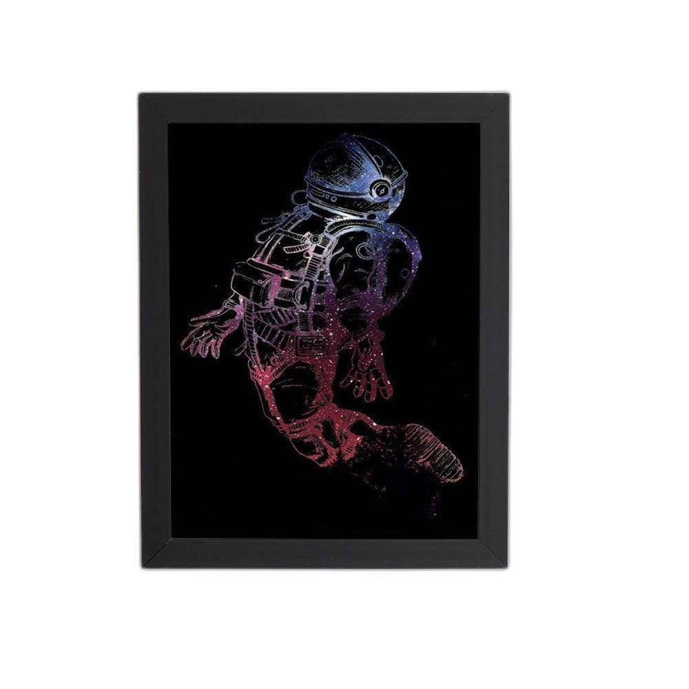 Quadro Astronauta Colorido Arte Moldura Preta 60X40Cm
