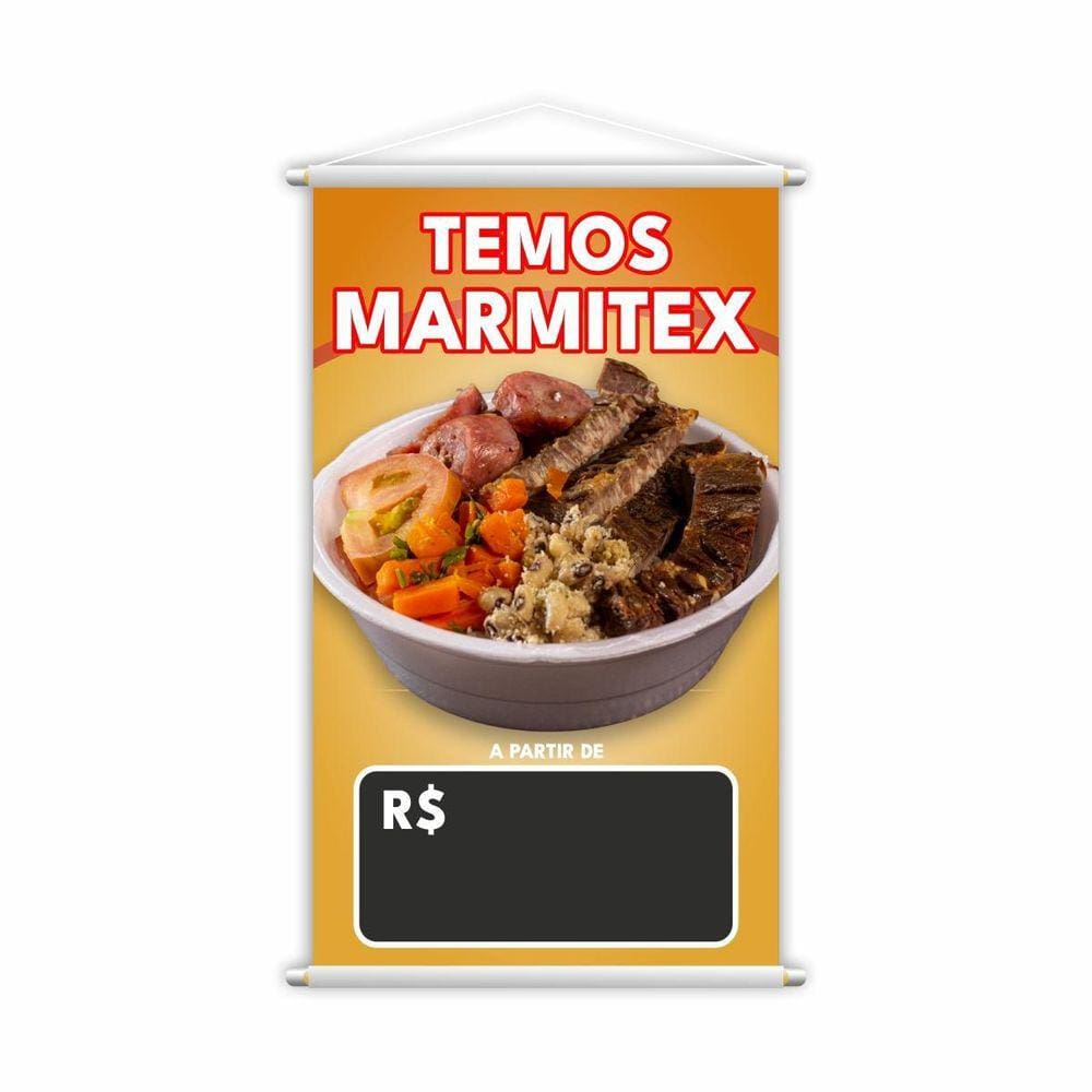 Banner Temos Marmitex Preço Fundo Preto Comida Lona Grande
