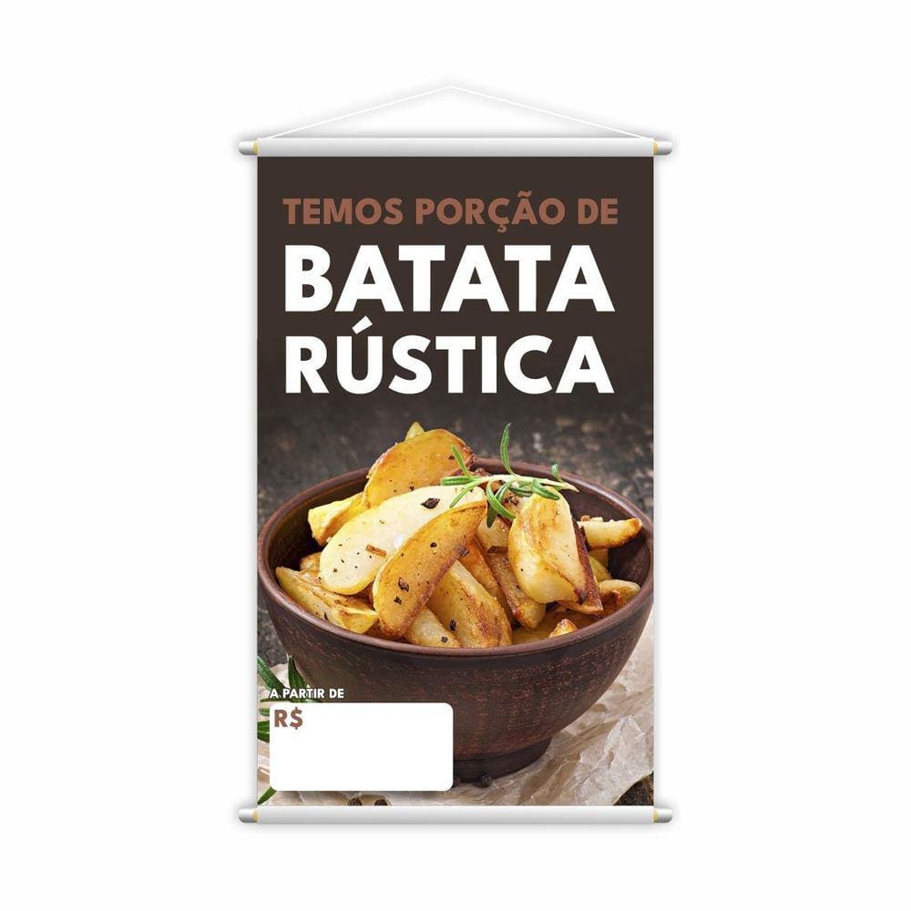 Banner Temos Porções De Batata Rustica Lanches Lona Grande