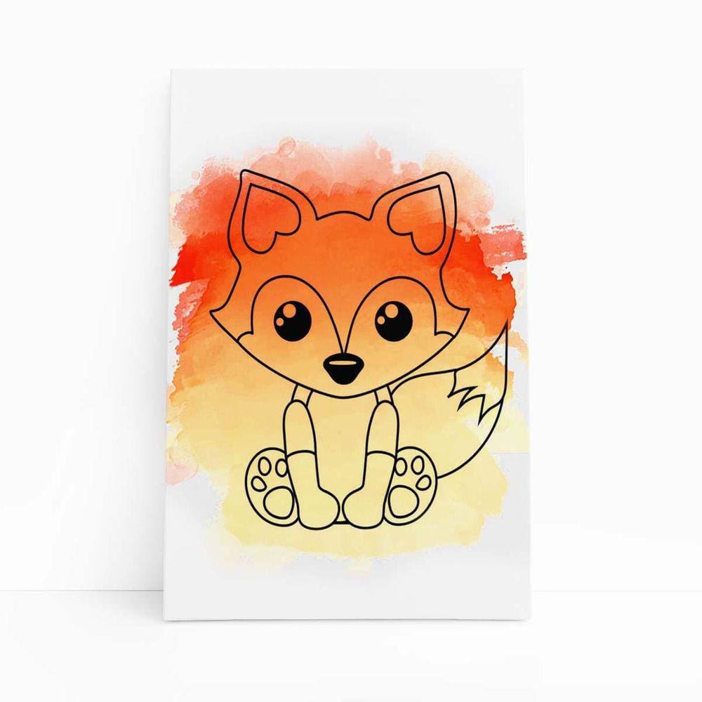 Quadro Canvas Raposa Animal Laranja Infantil 60X40Cm