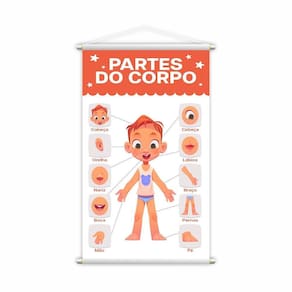 Partes Do Corpo Menino Banner Escolar Pedagógico 80X50Cm