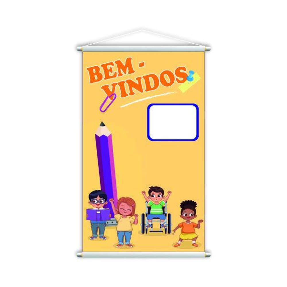 Bem Vindos Banner Escolar Infantil Pedagógico 80X50Cm