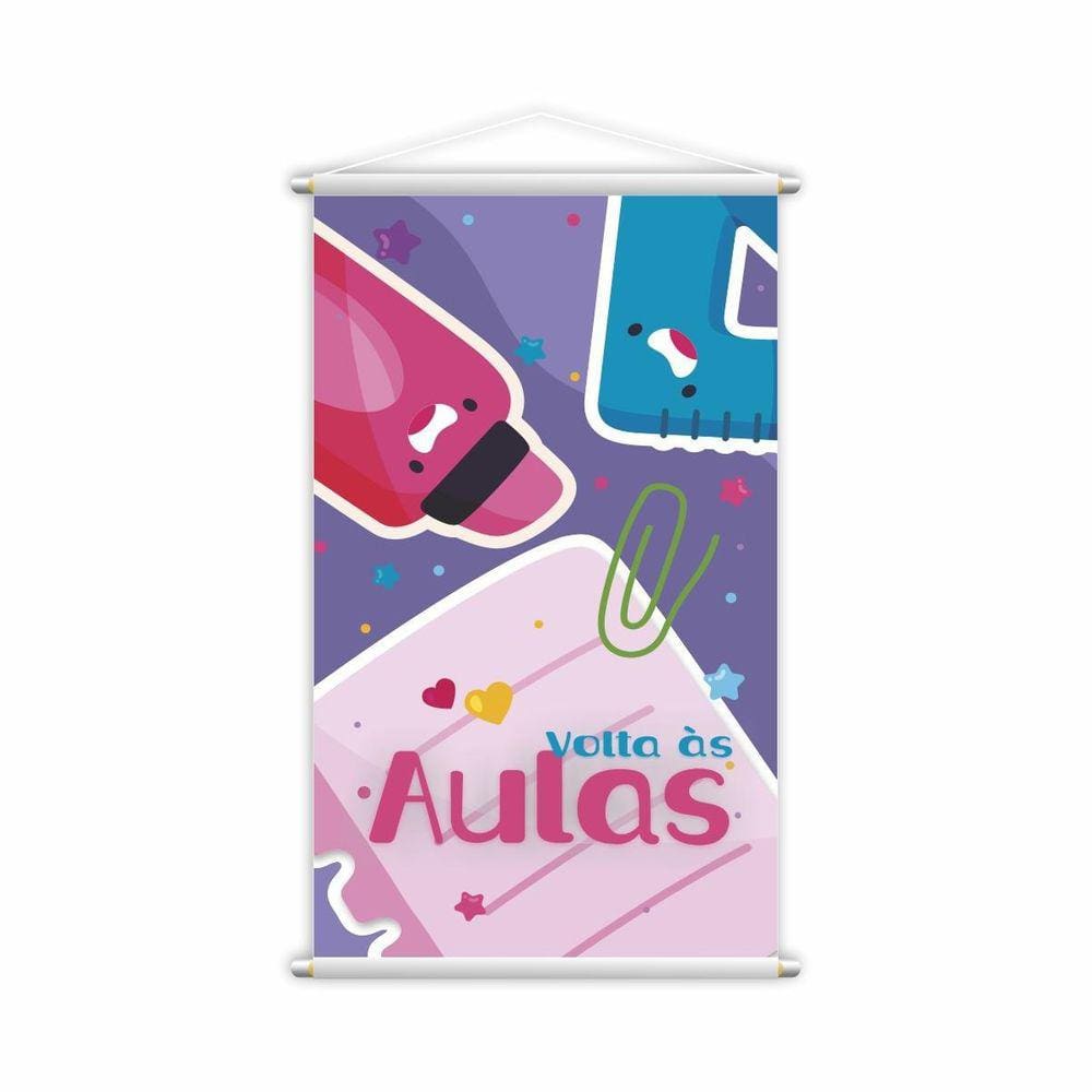 Volta Às Aulas Banner Roxo Escolar Pedagógico Grande